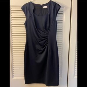 EUC Calvin Klein ruched navy dress